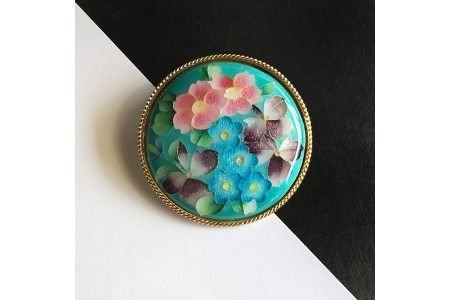 七宝焼ブローチ【花詰】