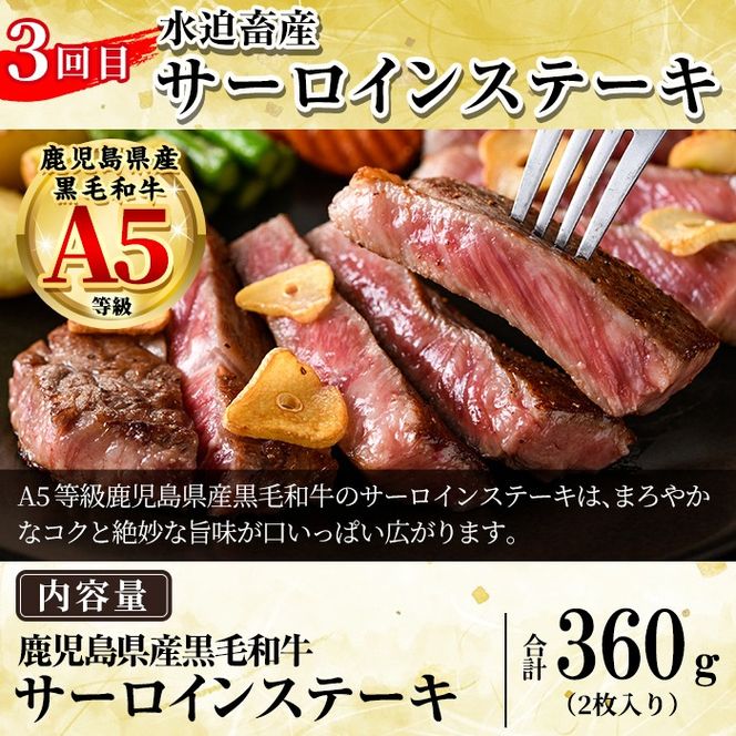 a969 ＜コラボ定期便！選べる配送回数＞姶良市おすすめ！ステーキ肉定期便(全3回・全6回)【水迫畜産・財宝】姶良市 コラボ こらぼ 国産 鹿児島産 お肉 肉 牛肉 ステーキ 冷凍 ランプ シャトーブリアン サーロイン