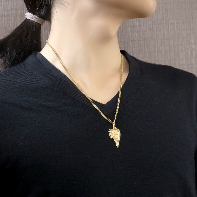 18金 ネックレス メンズ 羽根 翼 ダイヤモンド 喜平用 ペンダントトップ 大きめ 18k ダイヤ 0.08ct ゴールド シンプル イエローゴールドK18 天使 エンジェル お守り ジュエリー 普段 使い250325201y SWAA258-k18