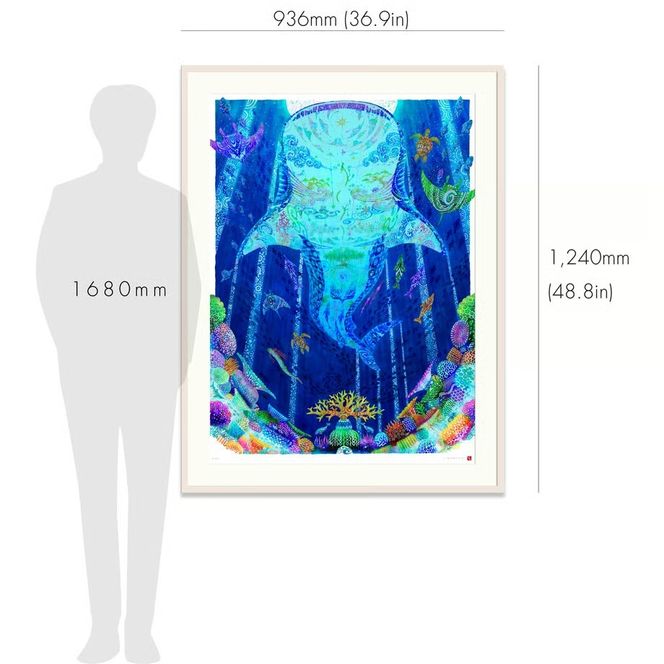 ［琉球イラストレーション］ 与儀勝之 『海の星 〜月夜の宮〜 / Star of the Sea - Moonlight palace -』 額装Lサイズ インテリア 雑貨 アート おしゃれ おすすめ 沖縄市 / yogima office[BCAI018]