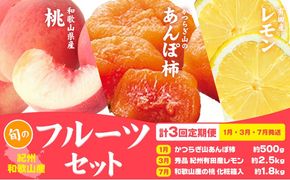 【定期】紀州和歌山産 旬のフルーツセット(あんぽ柿 レモン 桃) 株式会社魚鶴商店《1月中旬-7月末頃出荷》和歌山県 日高川町 柿 あんぽ柿 レモン 桃 もも フルーツ 定期 定期便 フルーツ定期便 果物---wshg_uot109tei_26_45000_137y3---