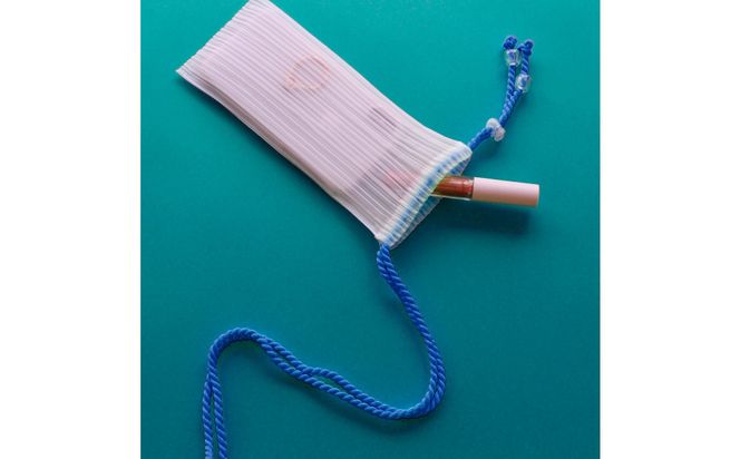 香川県産 プリーツ ポシェット・ストライプ［ ブルー １点］軽やかで上品な透け感のあるサコッシュ 372013_LJ014VC01