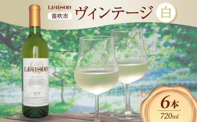 白ワイン Liaison リエゾン ヴィンテージ 720ml×6本 フルボトル やや甘口 甲州 遅摘み ワイン 白 お酒 送料無料 山梨 日川中央葡萄酒 山梨県 笛吹市 177-7-23