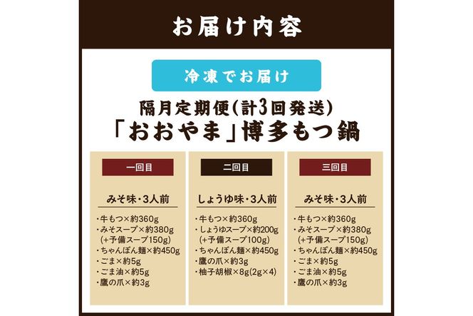 【E4-002】おおやまもつ鍋お届け便【隔月定期便(計3回発送)】