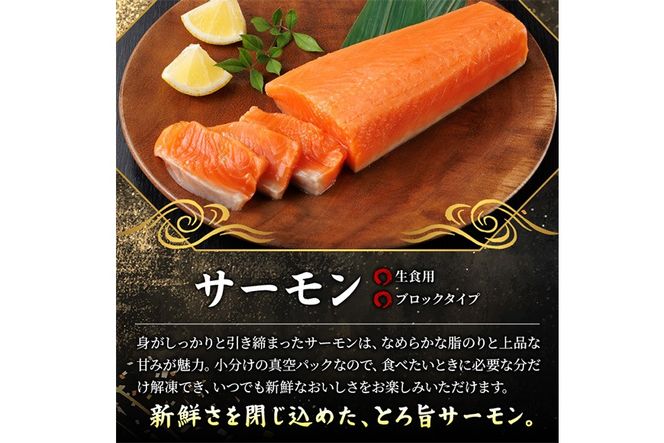 生食用 サーモン ブロック(計750g・250g×3P) 鮭 小分け 真空 パック 冷凍 刺身 シャケ サケ 魚 魚介 【AW-99】【丸正水産】