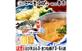 冷凍さぬきうどん 麵処 春奈 人気の2種6人前 えび天うどん きつねうどん 372013_LX002