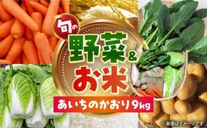 愛西市産 あいちのかおり9kgと旬の季節野菜詰め合わせ お米 精米 野菜 愛西市 / お米の三輪[AECM003]