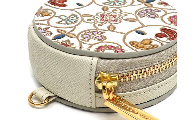 【文庫屋大関】マカロンポーチ 金唐小花【皮革工芸品】 ポーチ ミニポーチ 小物入れ アクセサリー入れ イヤホン入れ 収納 保管ケース 手のひらサイズ  本革 革 皮革 工芸品 工芸 雑貨 ギフト プレゼント 日本製 東京