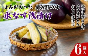010B1970 よみがえった泉佐野の味 水なす浅漬け6個【泉州 泉佐野産 水ナス 水茄子 ぬか漬け 漬物】