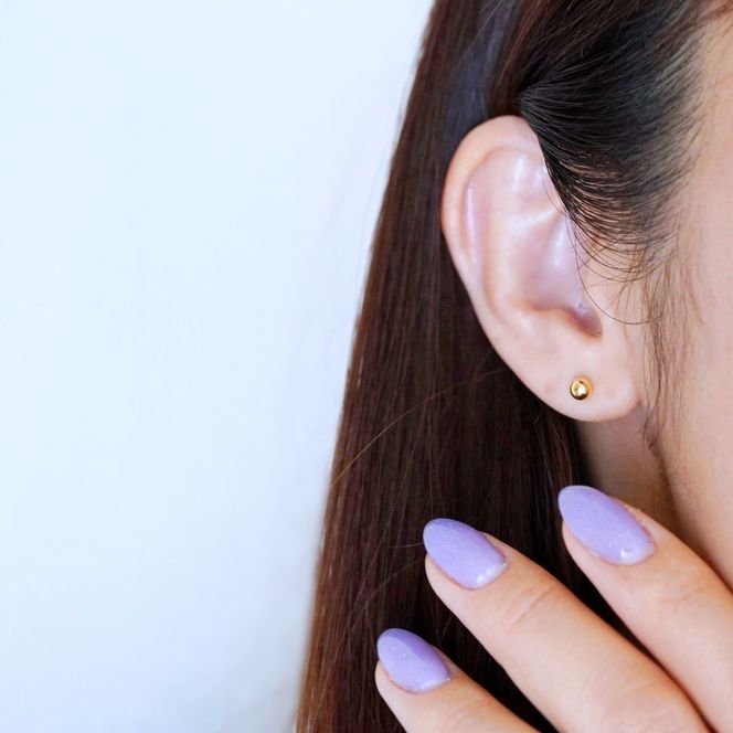 【ジュエリー】K18 18金 ゴールド 地金 シンプル ボール ピアス (4mm) 保証書付 KO-0002 242-008-b