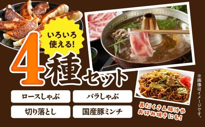 「高城の里」バラエティしゃぶ3.6kgセット(真空)(スパイス付)_17-8402-s_(都城市) 豚肉 豚肉セット ブランド豚 ロースしゃぶ 豚バラ しゃぶしゃぶ 国産豚ミンチ 切り落とし 真空 ブランド豚 小分け パック あくが少ない あっさり