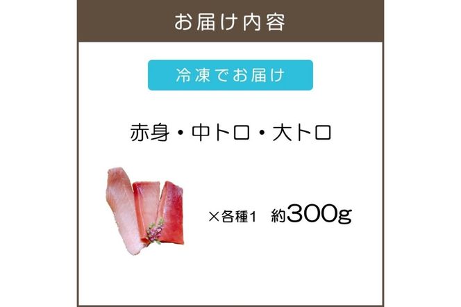 【B3-043】プロトン凍結 国産本まぐろセット(3サク合計300g前後)