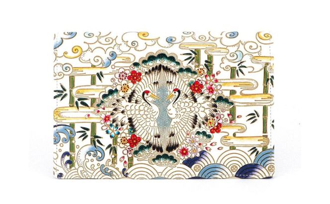 【文庫屋大関】パーソナルホルダー　むかい鶴【皮革工芸品】 民芸品 雑貨 日用品 鶴のデザイン 