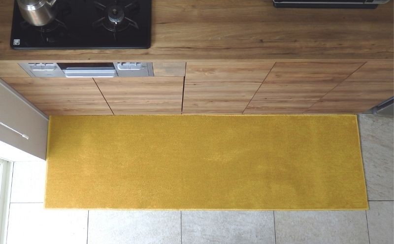 diw0247 北欧風キッチンマット ラグマットタイプ 65×210cm ノーマル型 ゴールド 抗菌防臭 SEK 織人しきもの屋工房
