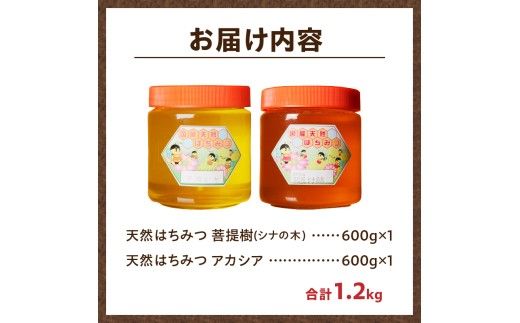【北海道滝川産】高見養蜂場の純粋はちみつセット(アカシヤ&菩提樹、シナの木600g×各1本 計2本)｜国産 日本製 天然 無添加 純粋 非加熱 生はちみつ ミツバチ ハニー 栄養 健康 美容 ビタミン ミネラル 抗生物質 プロポリス アミノ酸 濃厚 ギフト 贈答