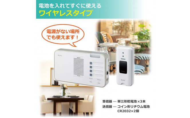 ワイヤレスチャイム（押しボタン＆ランプ付き受信機） 272183_AZ99