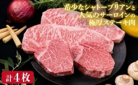 【全6回定期便】【極厚ステーキ】シャトーブリアン 約180g×2枚 サーロインステーキ 約250g×2枚 合計4枚 博多和牛 A4ランク 和牛 ヒレ《糸島》【糸島ミートデリ工房】 [ACA178]