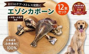 犬 おやつ 北海道 エゾシカボーン セット(12本)※中型～大型犬向き 国産 ジビエ 犬のおやつ 犬用おやつ ペットのおやつ ペット 骨 おもちゃ 鹿骨 鹿 エゾシカ 口臭 口臭ケア しつけ ドッグフード ペットフード ペット用品 餌