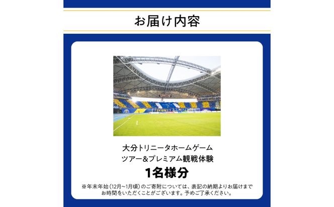 【P01079】大分トリニータホームゲームツアー＆プレミアム観戦体験（1名）