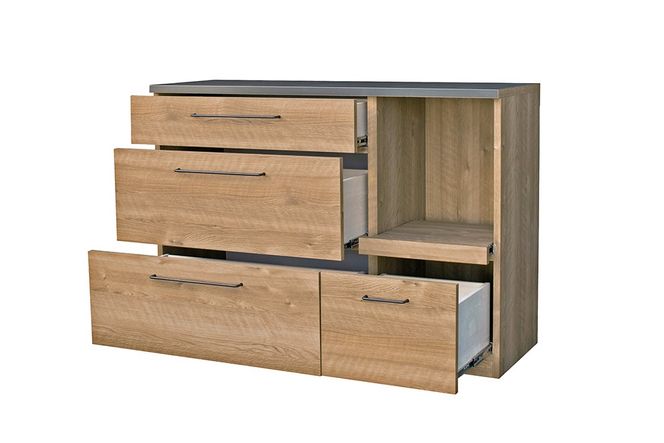 グラーデ 120 キッチンカウンター NA【ナチュラル 完成品 特殊鋼板 耐熱 耐傷 収納 作業台】(H062338)