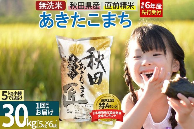 【無洗米】＜令和6年産 予約＞秋田県産 あきたこまち 30kg (5kg×6袋) 30キロ お米|02_snk-031001s