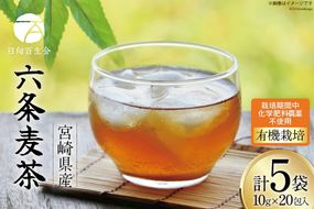 お茶 六条麦茶 （10g × 20包入）×５袋 [日向百生会 宮崎県 日向市 452060516] 麦茶 むぎ茶 水出し 煮出し ティーバッグ 国産 ノンカフェイン