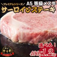 【プレミアムシリーズ】厳選宮崎牛メス指定　Ａ５等級サーロインステーキ 400g（国産 牛肉 国産牛 和牛 黒毛和牛 宮崎牛 霜降り サーロイン ステーキ 焼肉）