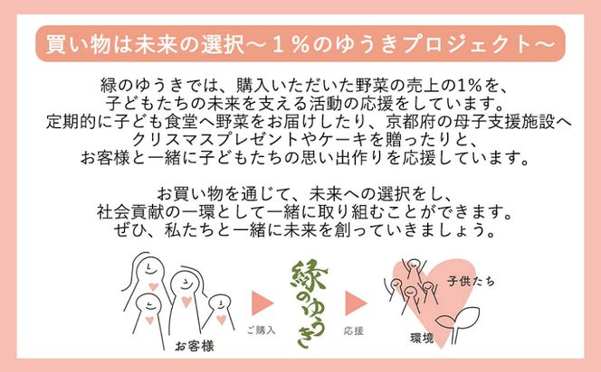 【緑のゆうき】購入された野菜の売上の1％が、社会貢献に 京都産のこだわり野菜（有機野菜、栽培期間中農薬・化学肥料不使用など）を 美味しいタイミングで収穫したセット 261009_B-KS08