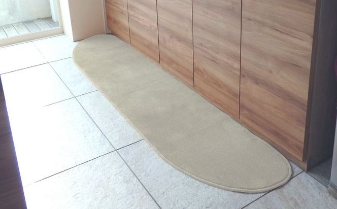 diw0141 北欧風キッチンマット ラグマットタイプ 45×255cm ゆりかご型 アッシュベージュ 抗菌防臭 SEK 織人しきもの屋工房