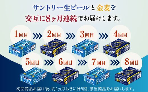 FK7-0173_【サントリー生ビール・金麦交互8回定期便】各350ml ×24本 熊本県 嘉島町 ビール ギフト 贈り物 酒 アルコール