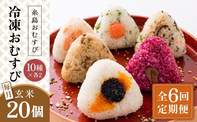 【全6回定期便】【玄米】冷凍 おむすび 20個(10種×各2個) セット 糸島市 / 糸島おむすび 神氣 [ANL006] おにぎり 冷凍 おむすび 玄米 ごはん ご飯 小分け