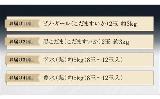 【 筑西ブランド 認証品 】 旬のフルーツ 定期便 ( ミニコース ) 2026年産 先行予約 JA 幸水 豊水 こだまスイカ 黒こだま ピノ・ガール 果物 フルーツ なし 和梨 小玉すいか 小玉 すいか スイカ [AE013ci]