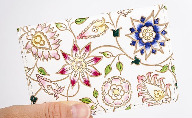 パスケース 花更紗 文庫屋大関 名刺入れ カードホルダー 名刺ケース 名刺ホルダー カード入れ 定期入れ 定期ケース 雑貨 生活雑貨 小物 革小物 革製品 本革 日用品 民芸品 工芸品 東京 東京都 墨田区