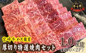【黒毛和牛レストラン直送】A4等級以上 宮崎牛メス指定厚切り特選焼肉セット 1kg（国産 牛肉 黒毛和牛 和牛 A4等級以上 赤身 霜降り 焼肉 BBQ 冷凍）