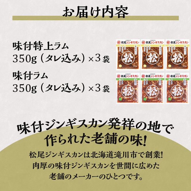 ラム食べ比べセットC 計2.1kg 味付特上ラム 味付ラム 各350×3 仔羊 ラム ジンギスカン 味付 肩肉 食べ比べ セット 詰合