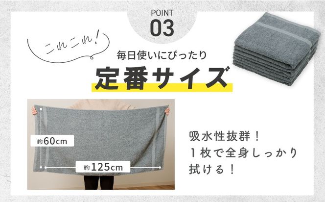 099H3733 濃色カラー バスタオル 2枚（グレー）【泉州タオル 国産 吸水 普段使い シンプル 日用品 家族 ファミリー】