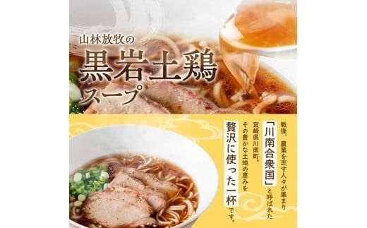 宮崎県川南町産食材使用　合衆国らーめん（黒岩土鶏スープ）2食　【 ラーメン 玄米麺(グルテンフリー） 豚チャーシュー 】[D12103]