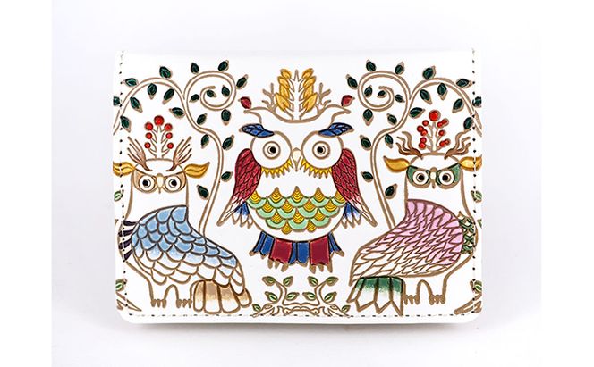 【文庫屋大関】箱まち小銭入れ　ふくろう【皮革工芸品】 ファッション小物 財布 民芸品 