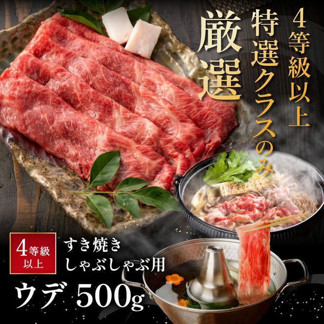 【4等級以上】【近江牛　ウデ】すき焼・しゃぶしゃぶ用【500ｇ】【BI02W】