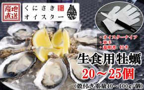 牡蠣 生食用 殻付き くにさきオイスター 20～25個（殻付き重量40～100g/個） 【オイスターナイフ付き】 カキ oyster 生牡蠣　_2113R-2