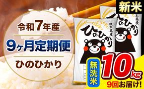 新米 令和7年産 ひのひかり 【9ヶ月定期便】 無洗米 10kg (5kg×2袋) 計9回お届け 《お申込み翌月から出荷》 熊本県産 精米 ひの 米 こめ お米 熊本県 長洲町---hn7tei_220500_10kg_mo9_ng_m---