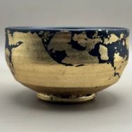 抹茶碗 漆黒 金箔貼り（マット仕上げ）［NF69］ 303446_CU90035