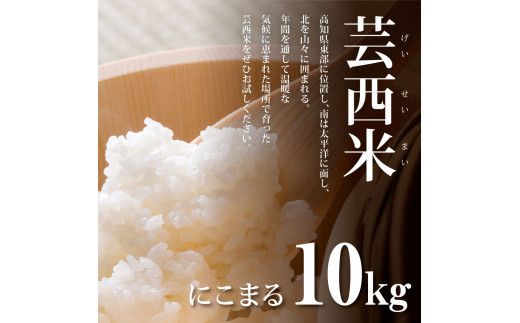 KNK016　芸西米（げいせいまい） "にこまる" 10kg 5kg×2袋 令和7年 高知の温暖な気候で育った芸西米 ※お申込み後に精米したての コメ を出荷いたします。令和7年産 米 新米 白米 お米 美味しい もっちり 柔らかい 国産 高知県産 故郷納税 23800円