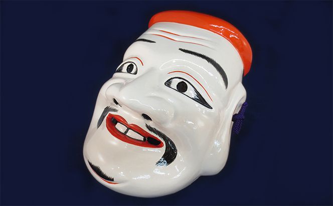 備中神楽面桐一刀彫 大国主の命 伯泉作 民芸品 工芸品 