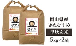 令和7年産 早炊 玄米  きぬむすめ 5kg×2袋 岡山県産　お米 米 コメ 国内産 