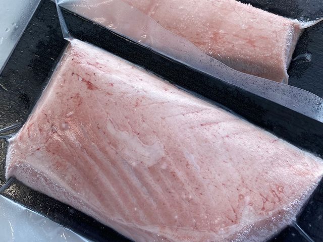 青森県鰺ヶ沢町産 天然本マグロ（冷凍、赤身2サク、約350g） 魚貝類 鮪 まぐろ漁師が釣ったマグロの王様世界自然遺産「白神山地清流メジマグロあっさり 