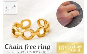 リング 指輪 Chain free ring K18 【18金 イエローゴールド フリーリング アクセサリー ギフト ショップバック ご褒美 茨城県 鹿嶋市】（KBD-64）