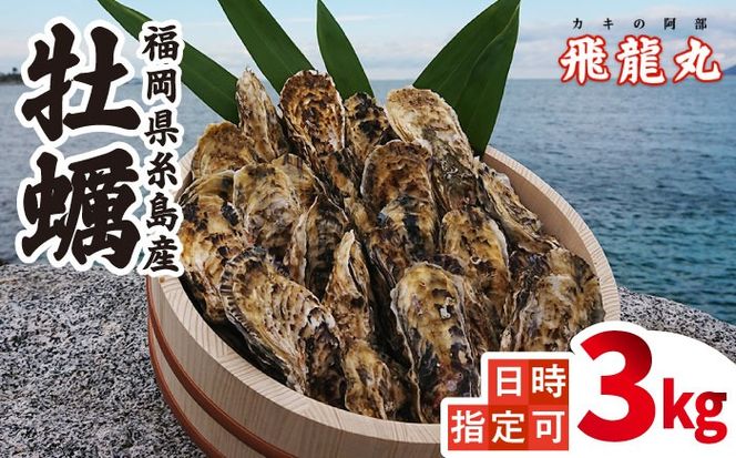 加熱用 福吉の牡蠣 殻付き 3kg (簡易 ナイフ 付き) 福岡県 糸島産 糸島 / かきの阿部 飛龍丸[AZB002]