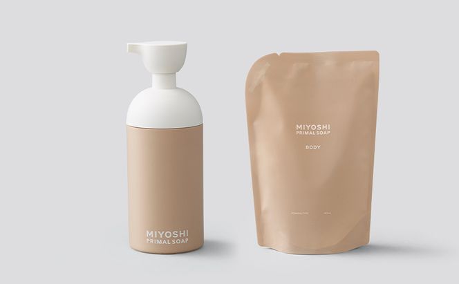 MIYOSHI　PRIMAL　SOAP　BODY（本体・つめかえセット）【ミヨシ石鹸 体用 無添加 石鹸 無添加せっけん 泡 ボディソープ 泡タイプ リフィル 泡ボディソープ 日用品】