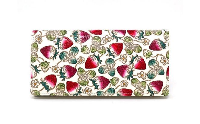 【文庫屋大関】束入れ いちご【皮革工芸品】 財布 お札 お札入れ 長財布 カード 小銭 牛革 手作り 日本製 墨田区 東京都